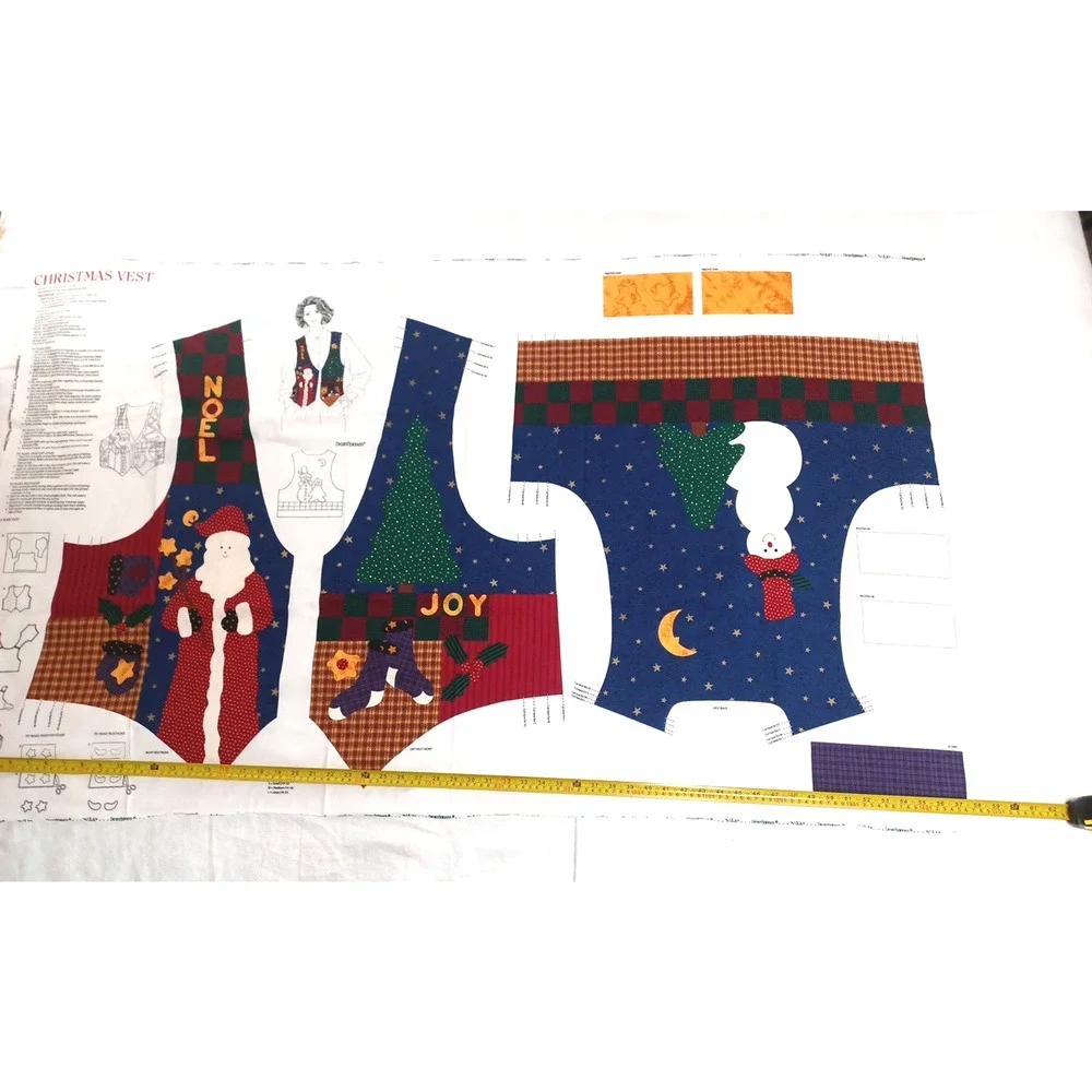 VTG Cranston Christmas Holiday Vest Santa Panel Cotton Fabric Snowman XS-L
